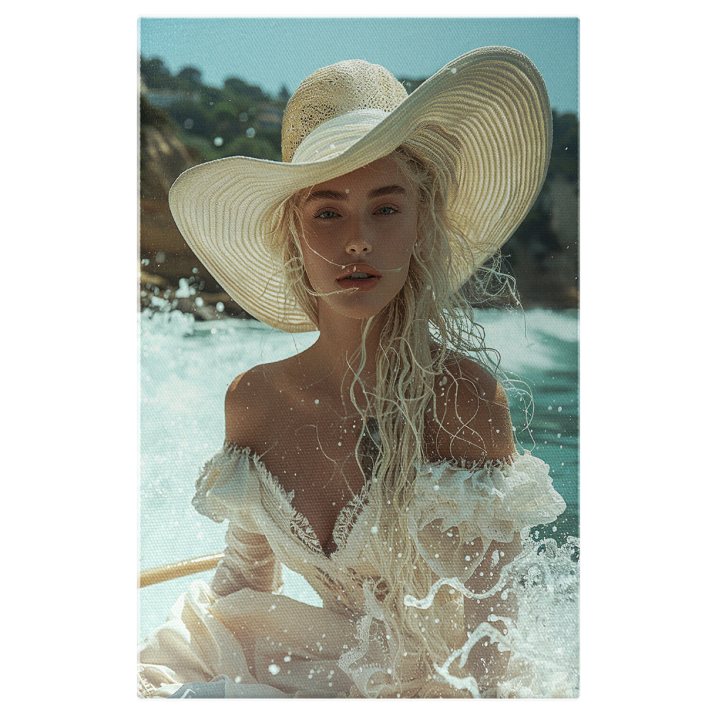 Plimbare pe Mare - Tablou Canvas cu Portret Feminin Elegant, Marime 40x25CM [1]