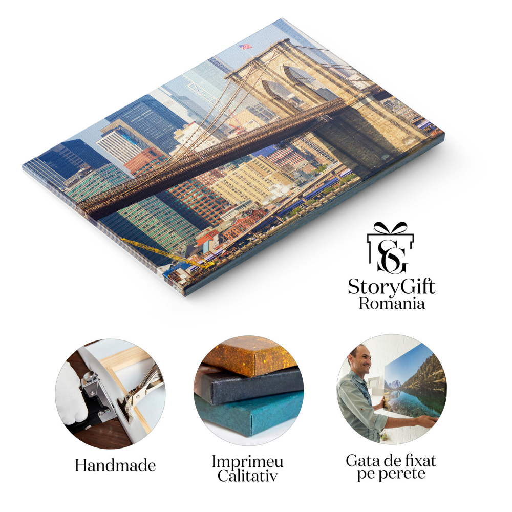 Podul Brooklyn și Panorama Orașului New York – Tablou Canvas, Marime 40x25CM [2]