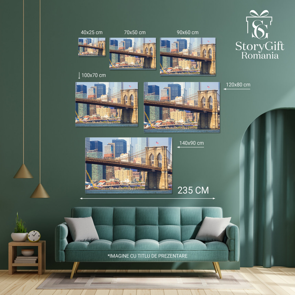 Podul Brooklyn și Panorama Orașului New York – Tablou Canvas, Marime 40x25CM [4]