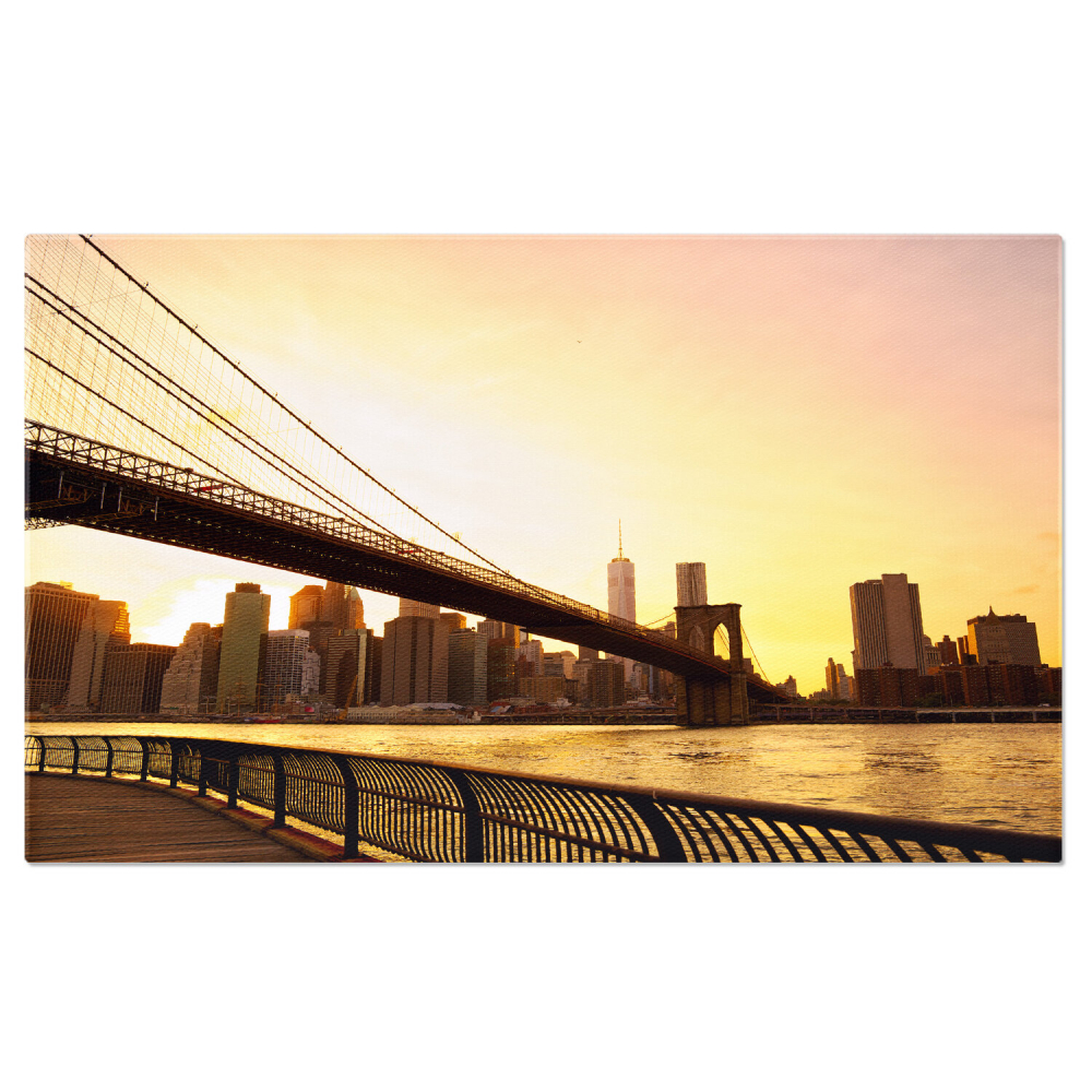Podul Brooklyn la Apus – Silueta Orașului New York – Tablou Canvas, Marime 40x25CM [1]