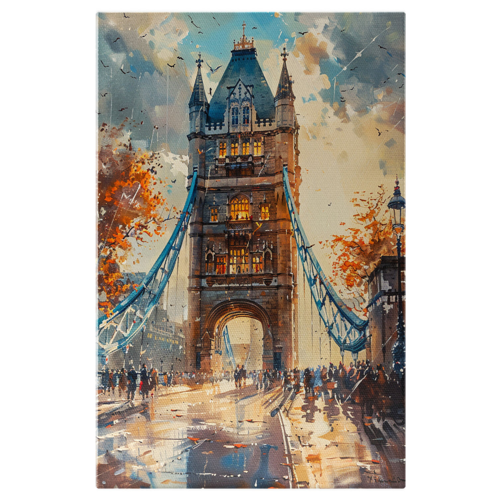 Tower Bridge cu Cerul Înnorat și Păsări Zburând, Marime 40x25CM [1]