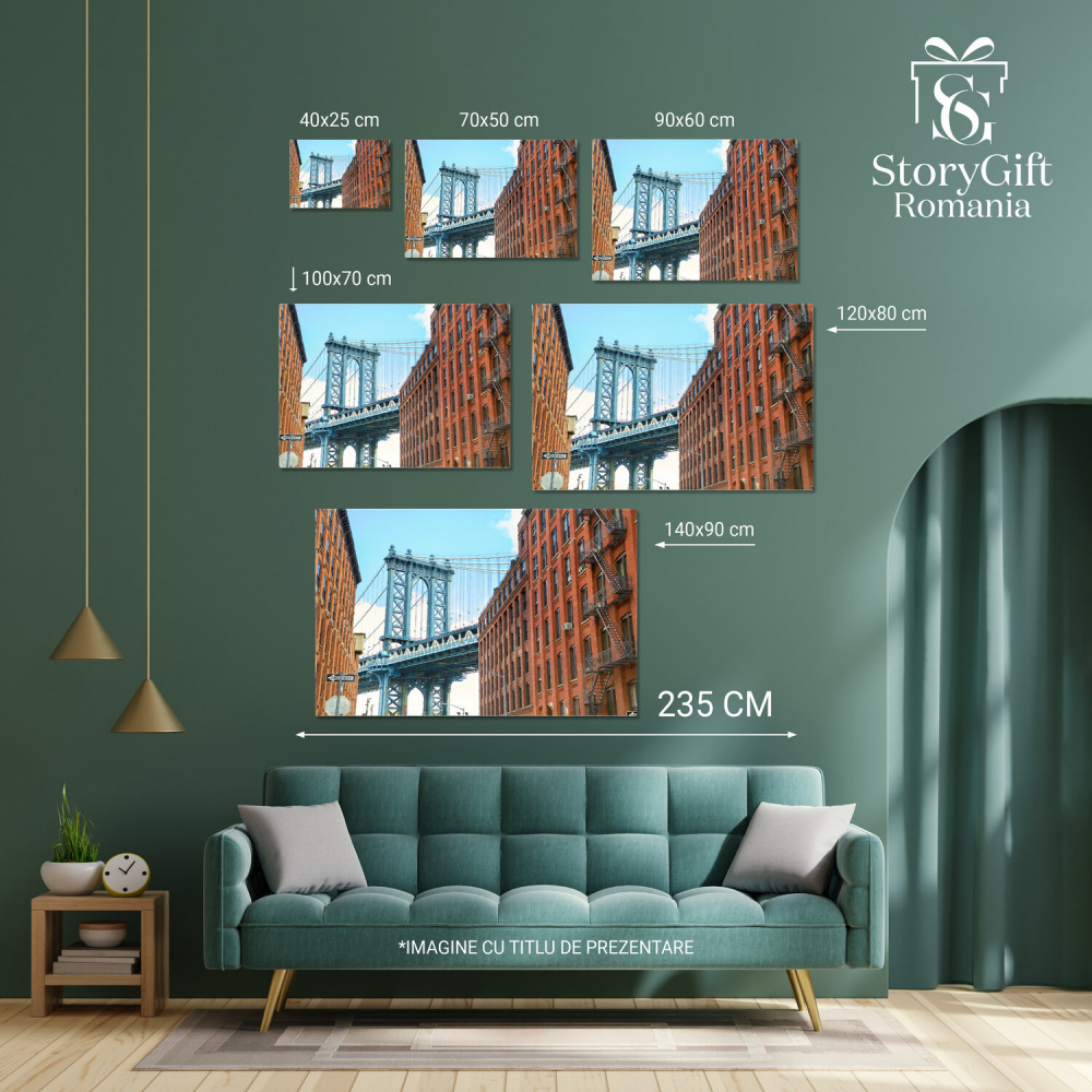 Podul Manhattan la Strada Brooklyn: Arhitectura Iconică a New York-ului, Marime 40x25CM [4]