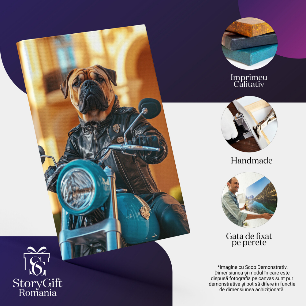Tablou Canvas Personalizat Polițist Pe Motocicletă Vintage AlbastrăMarime 40x25CM [4]