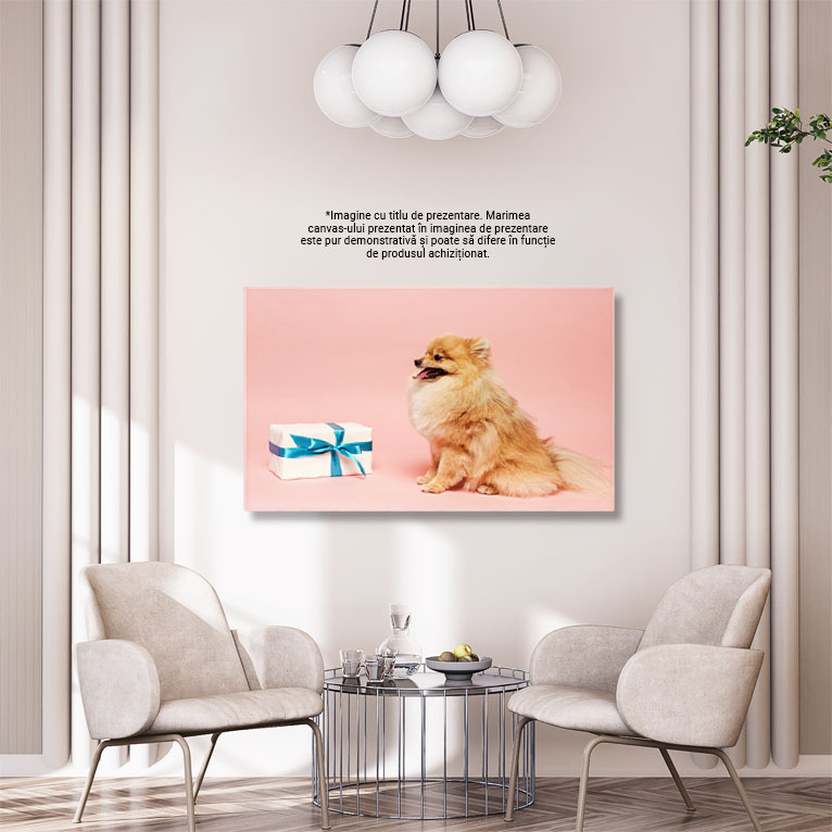 Tablou Canvas Pomeranian Spitz Adorabil cu Cadou de Ziua de Nastere adorabil, Pomeranian, cadou, ziua de nastere, haioas 142 40x25CM [3]