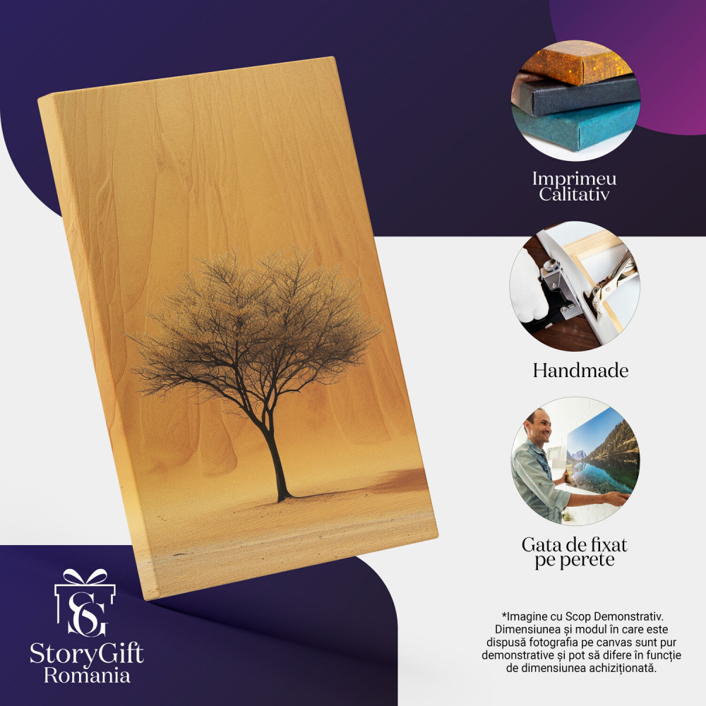 Pomul de la Poalele Muntelui de Nisip - Tablou Canvas cu Singurătate în Lumina Soarelui, Marime 40x25CM [2]