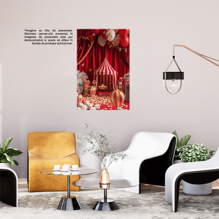 Tablou Canvas Popcorn la Teatru în Miniatură Aranțamente și Eveniment Grantios cu Baloane , Pictura Digitala 40x25CM [2]