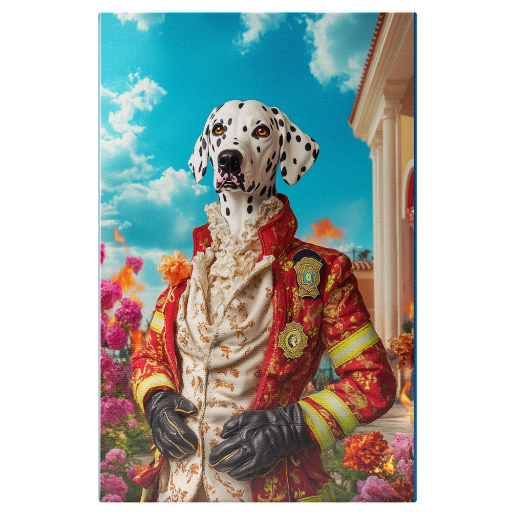 Tablou Canvas Personalizat - Animal Pompier Regal în Ținută Aurie
Marime 40x25CM [1]