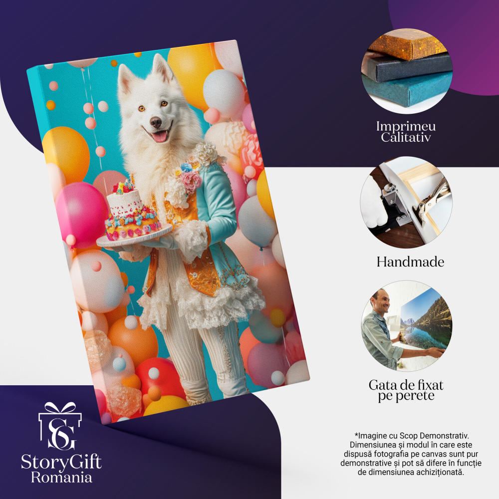  Tablou Canvas Personalizat Portret Regal De Aniversare Cu Tort Și BaloaneMarime 40x25CM [4]