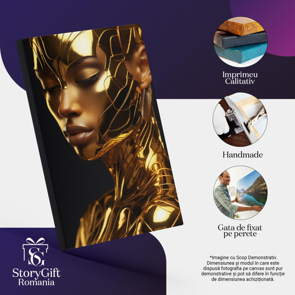 Tablou Canvas:  Portret Armură Aurie- Fotografie Artistică Pictura Digitala 40x25CM [3]