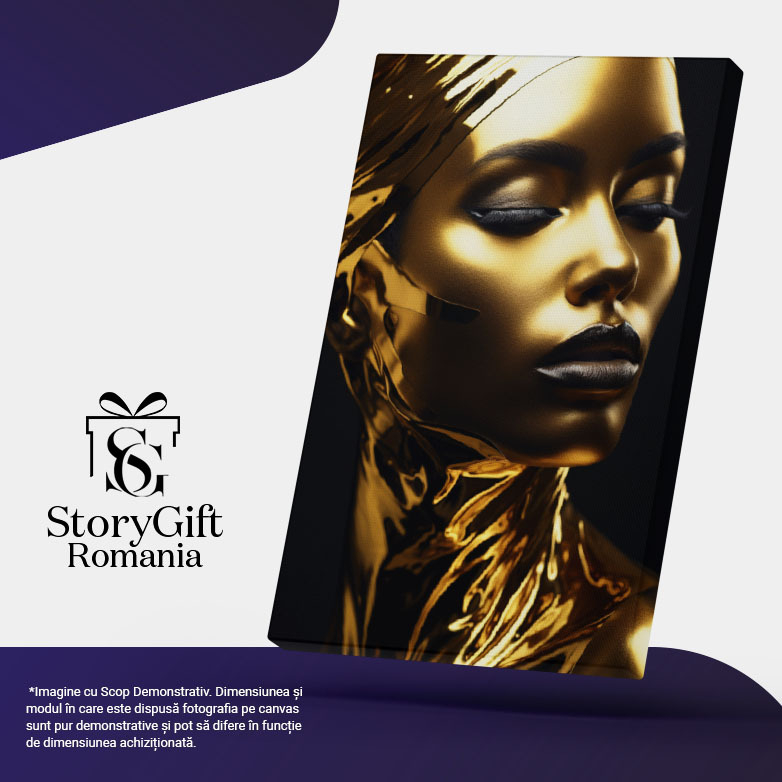 Tablou Canvas:  Portret Artistic Auriu- Modă și Frumusețe Pictura Digitala 40x25CM [5]