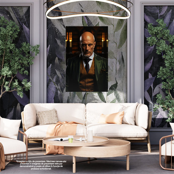 Tablou Canvas: Portret barbat de afaceri chel in bibloteca Pictura Digitala 40x25CM [2]