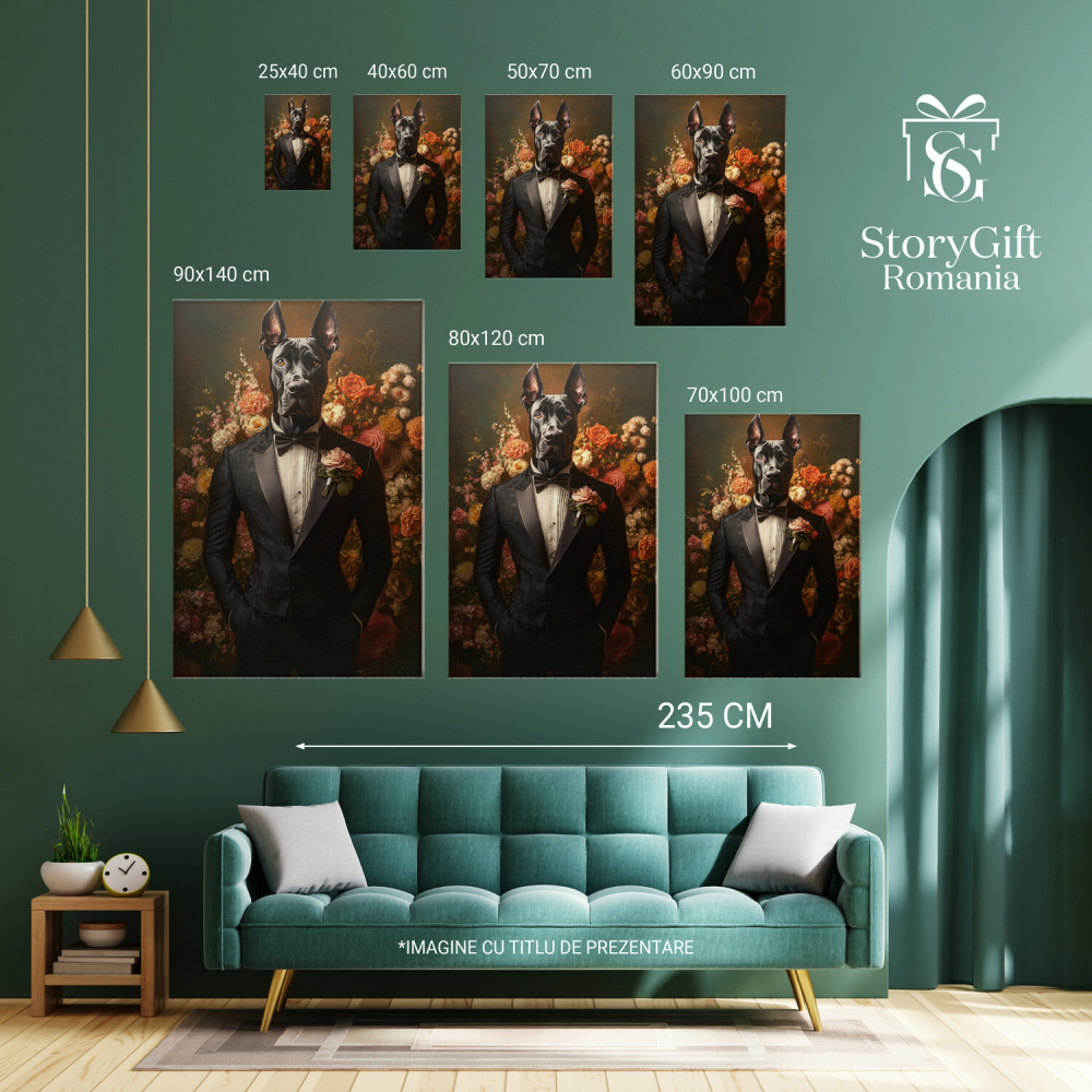 Tablou Canvas Personalizat - Animal în Portret Bărbătesc cu Papion și Broșă
Marime 40x25CM [6]