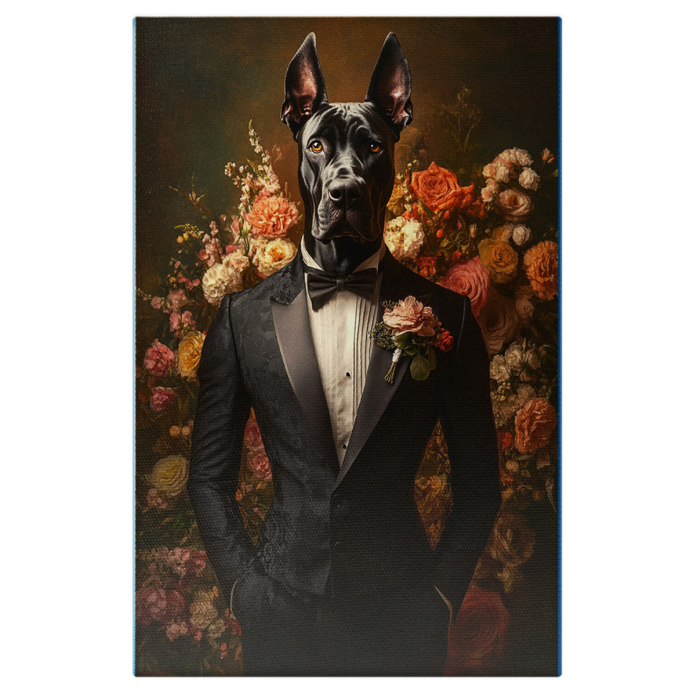 Tablou Canvas Personalizat - Animal în Portret Bărbătesc cu Papion și Broșă
Marime 40x25CM [1]