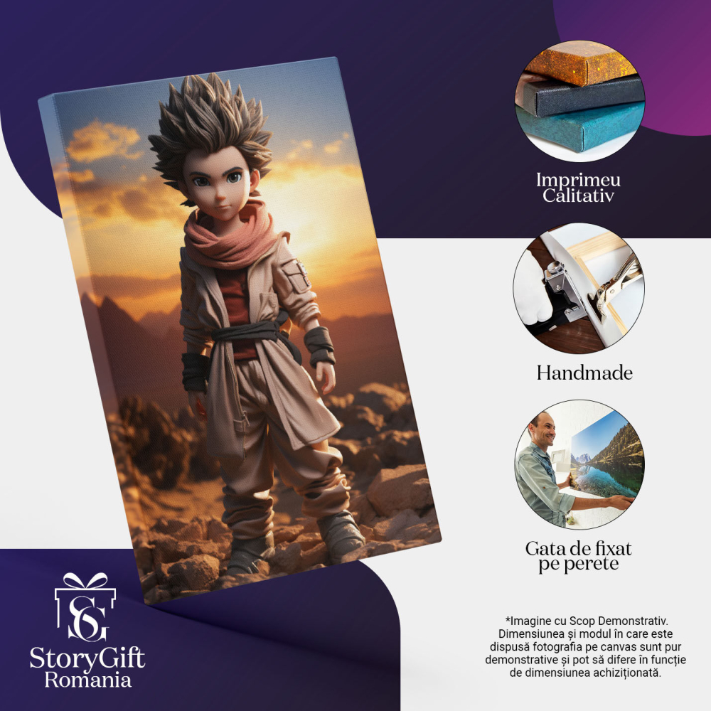 Tablou Canvas: Portret Chobi, Stil Desen animat, Animatie, Arta, Lucrari de arta, Copil, Figurina, Peisaj, Munte, Pictura Digitala 40x25CM [3]