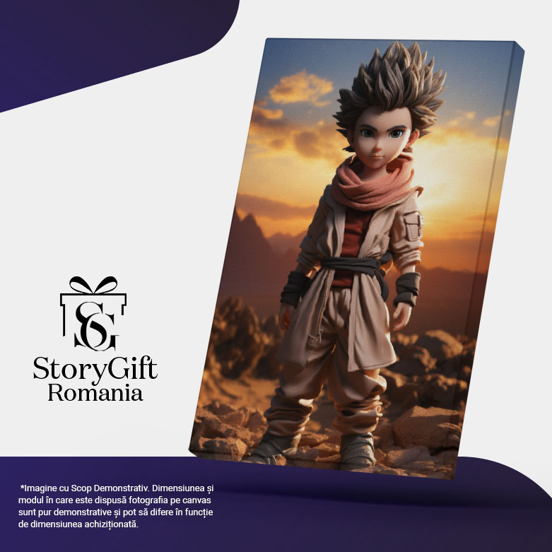 Tablou Canvas: Portret Chobi, Stil Desen animat, Animatie, Arta, Lucrari de arta, Copil, Figurina, Peisaj, Munte, Pictura Digitala 40x25CM [5]