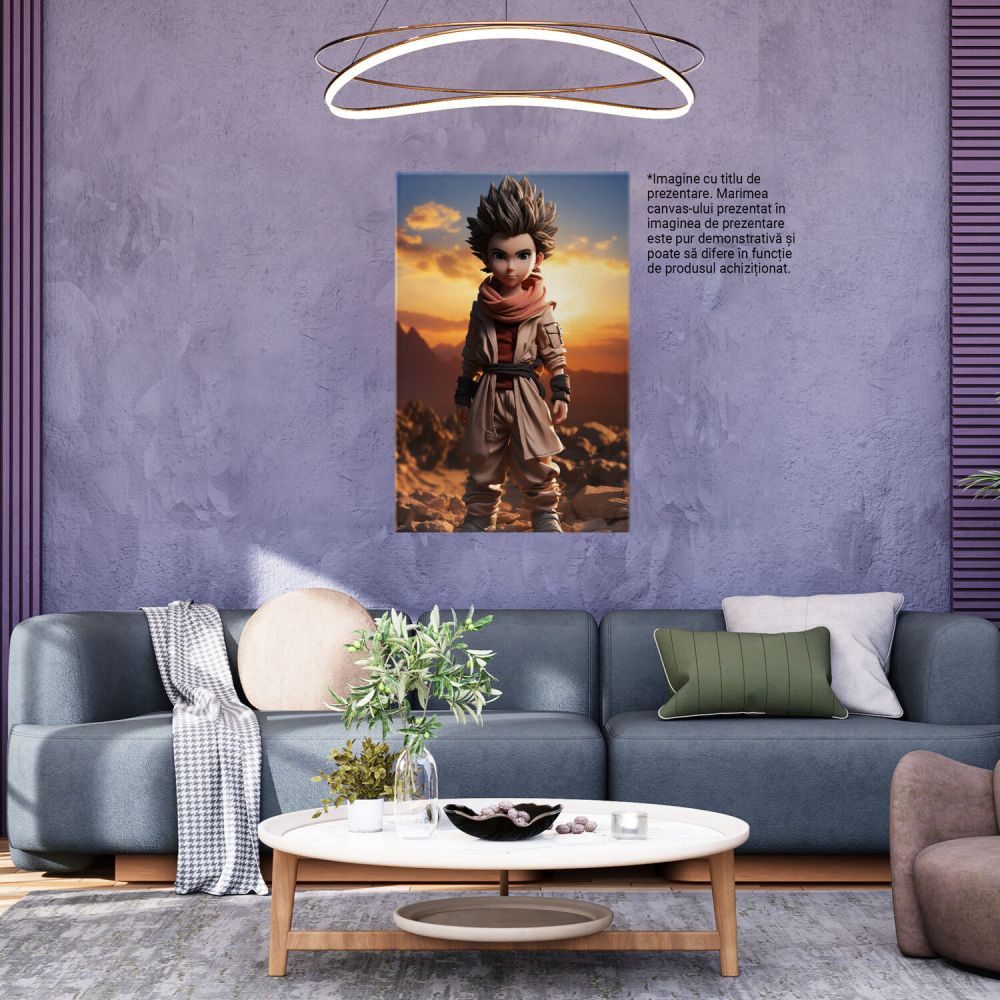 Portret Chobi în Stil Desen Animat cu Peisaj Montan - Pictură Digitală, Marime 40x25CM [4]