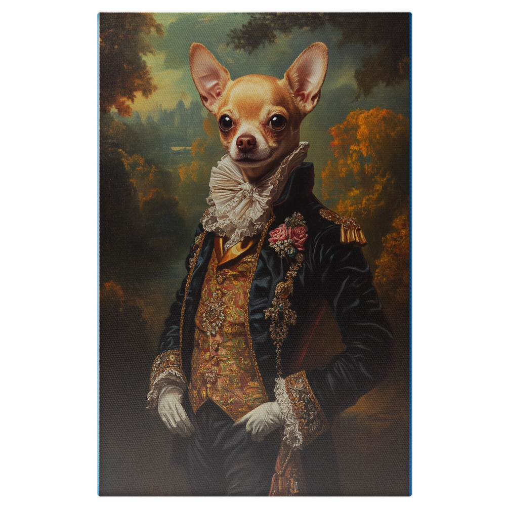  Tablou Canvas Personalizat Conte Regal Cu Vesta Galbenă Și Poleti AuriiMarime 70x50CM [1]