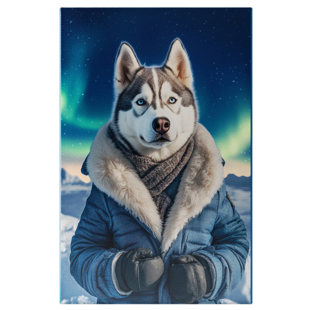 Tablou Canvas Personalizat Jachetă Albastră sub Aurora BorealăMarime 120x80CM [1]