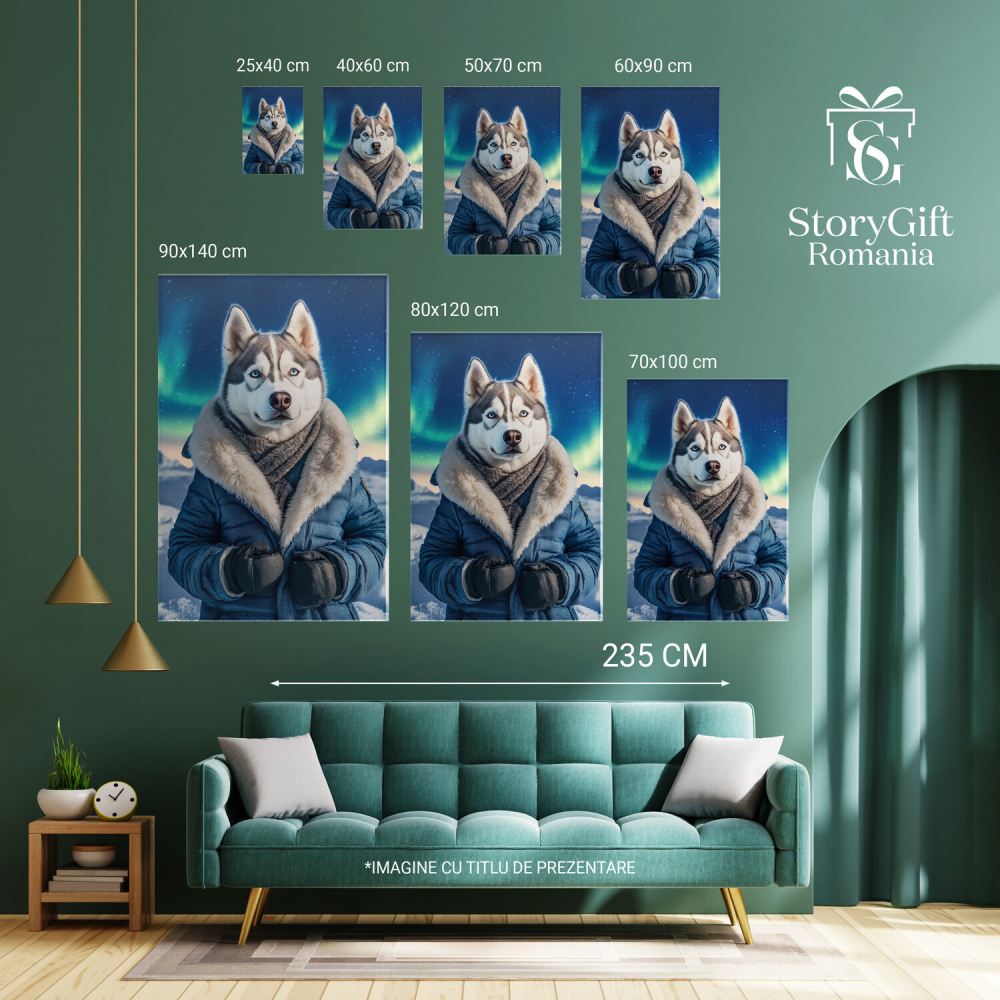 Tablou Canvas Personalizat Jachetă Albastră sub Aurora BorealăMarime 120x80CM [6]