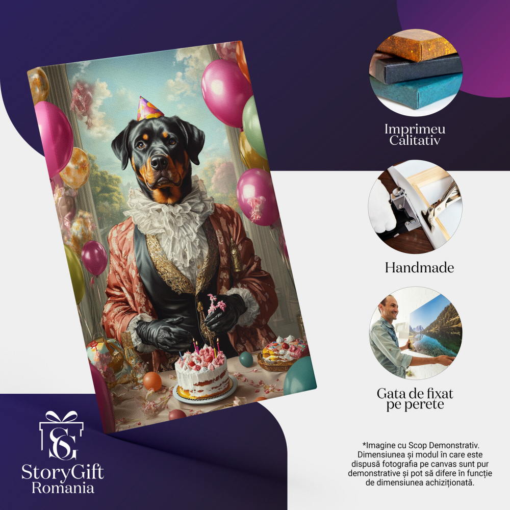  Tablou Canvas Personalizat Portret Aristocrat Cu Baloane De Zi OnomasticăMarime 40x25CM [4]