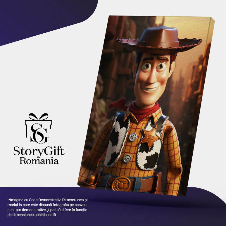 Tablou Canvas:  Portret de Cowboy - Woody din Toy Story veselie Pixar desene Pictura Digitala 40x25CM [5]