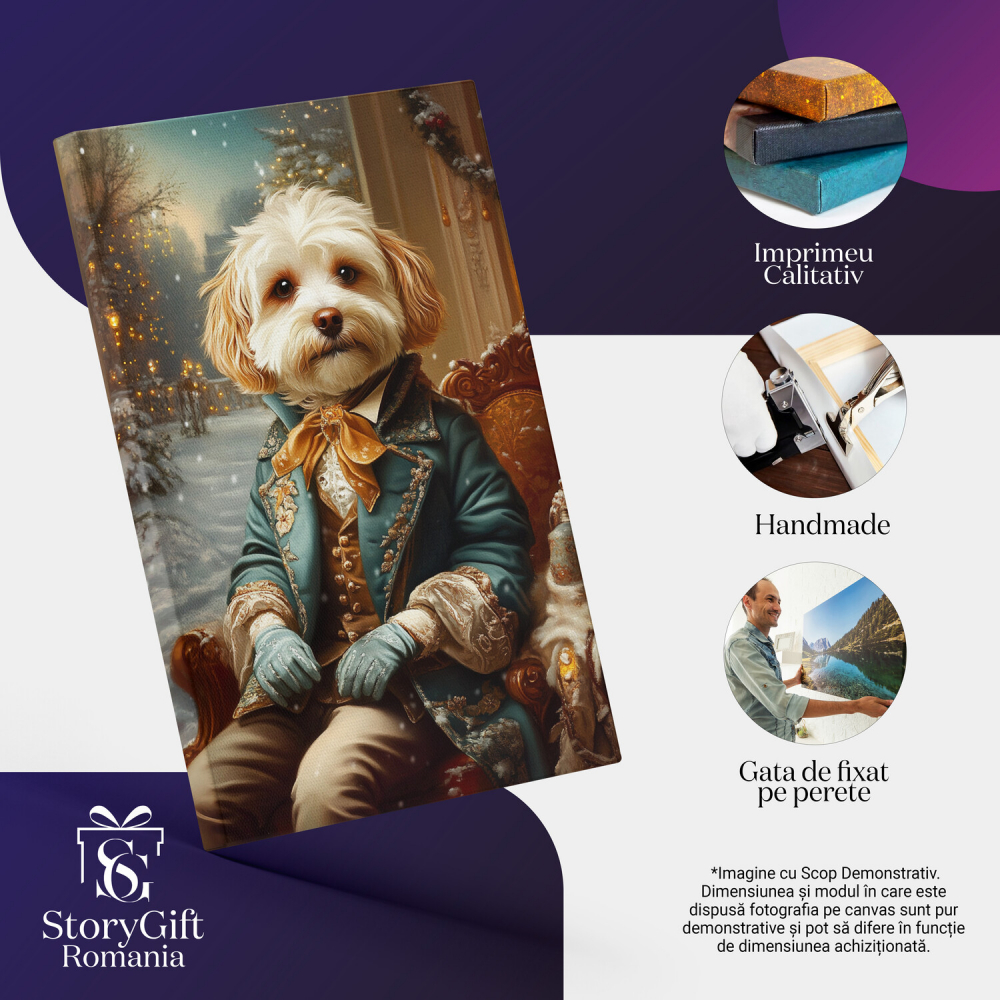  Tablou Canvas Personalizat Portret De Crăciun Cu Ținută Regală Și ZăpadăMarime 40x25CM [4]