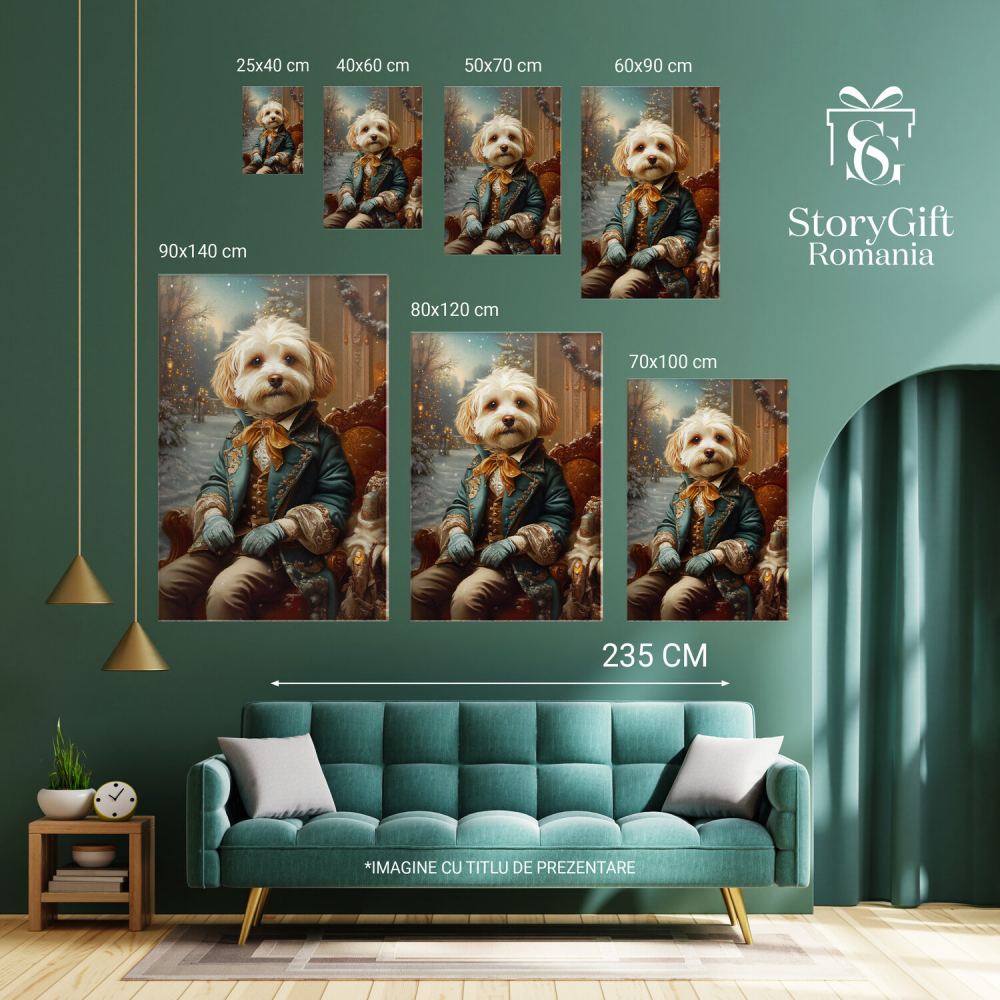  Tablou Canvas Personalizat Portret De Crăciun Cu Ținută Regală Și ZăpadăMarime 40x25CM [6]