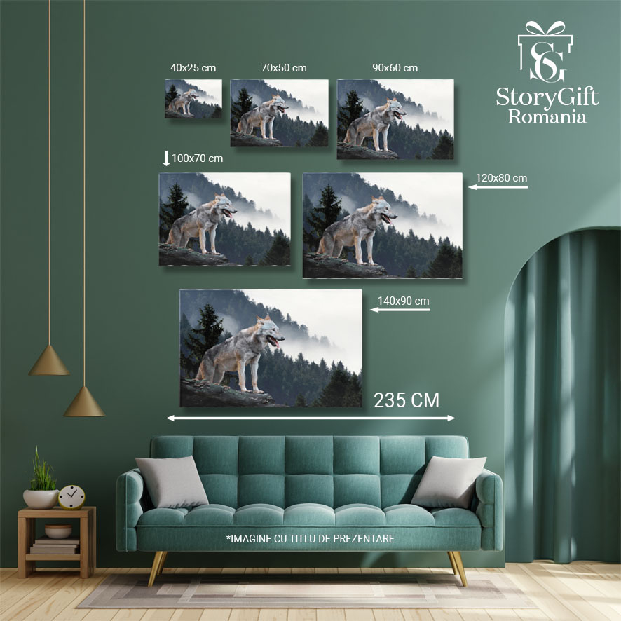 Tablou Canvas - Portret de Lup Gris: Privirea Salbatica a Lupului in Natura 40x25CM [5]