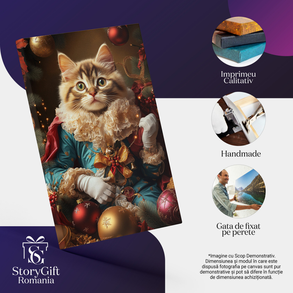  Tablou Canvas Personalizat Regal De Crăciun Cu Globuri Și Crengi De BradMarime 40x25CM [4]