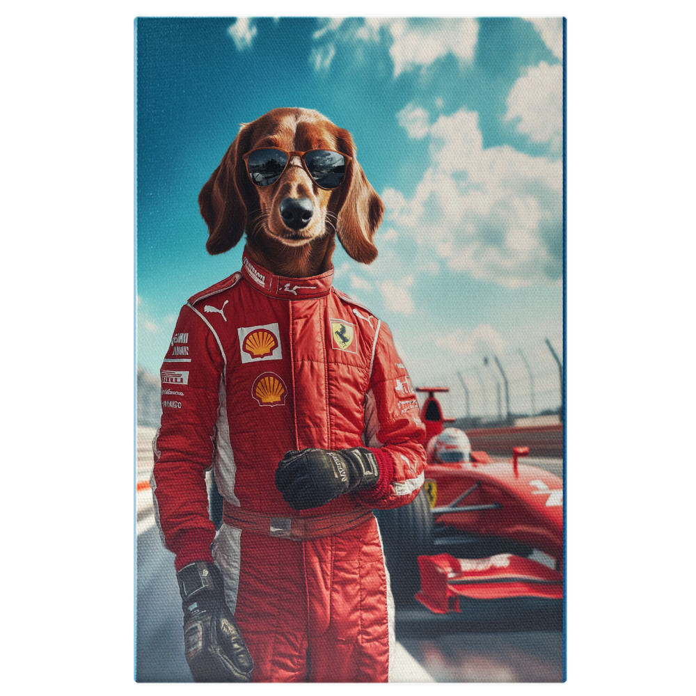  Tablou Canvas Personalizat Pilot De Formula 1 Cu Mașină Roșie Pe CircuitMarime 40x25CM [1]
