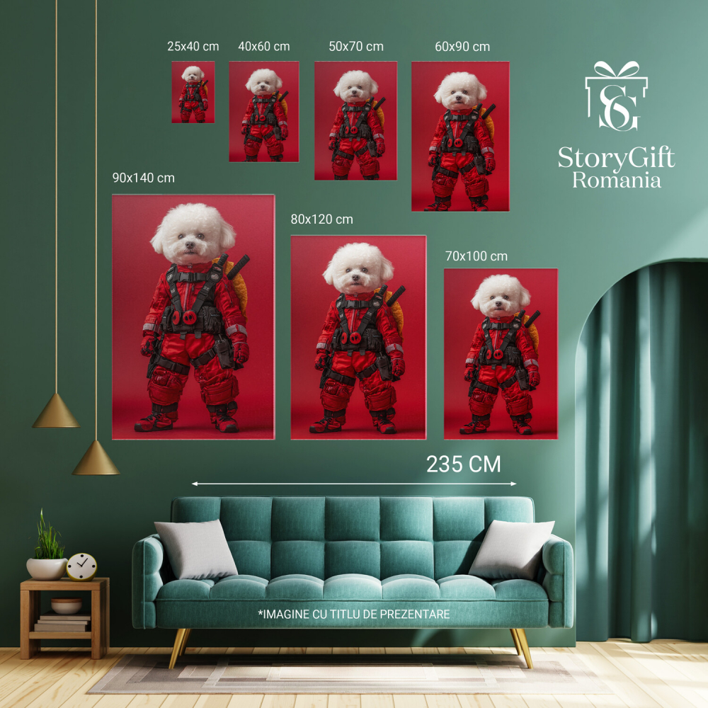  Tablou Canvas Personalizat Portret Deadpool Ninja Cu Costum RoșuMarime 120x80CM [6]