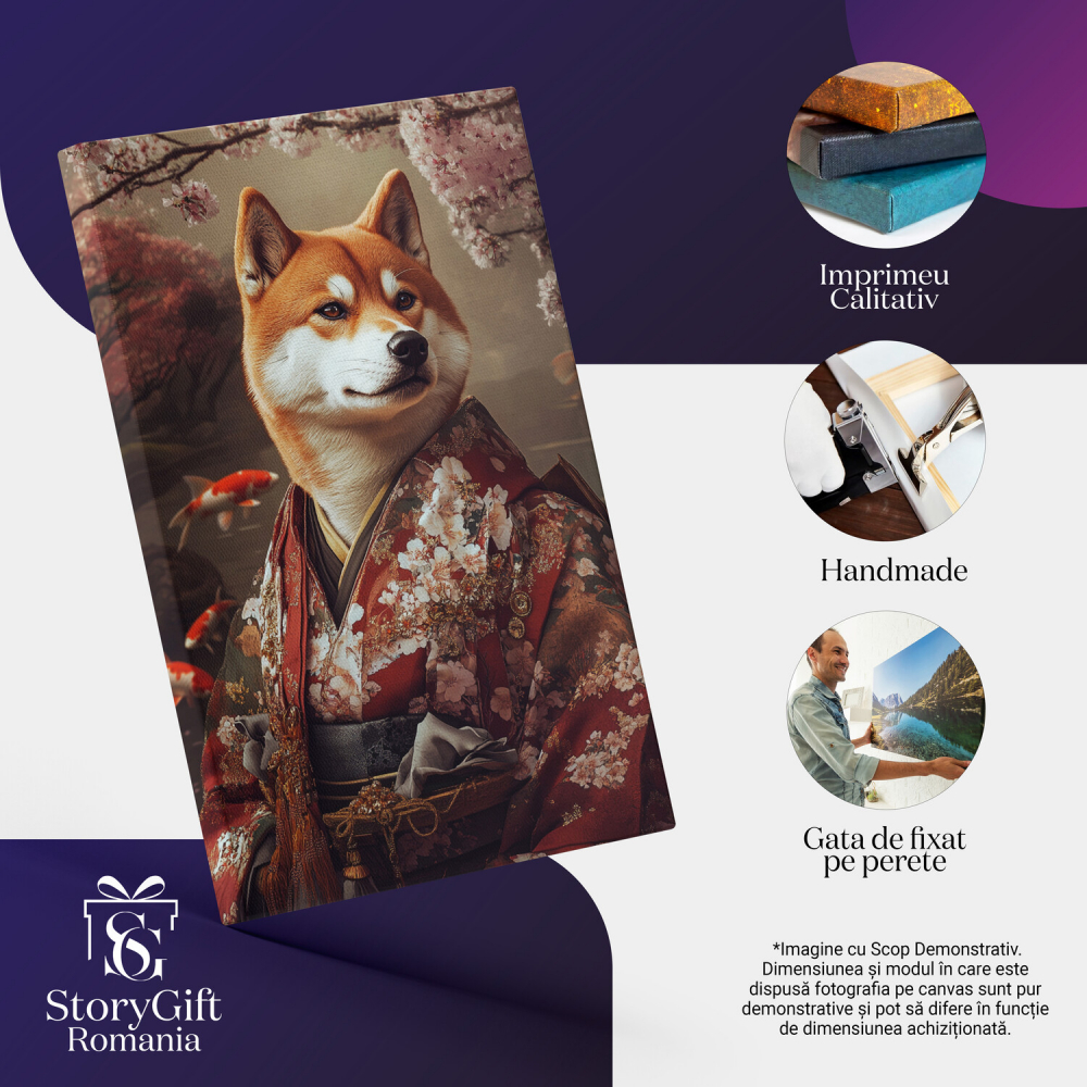  Tablou Canvas Personalizat Asasin Asiatic În Kimono Floral În Grădina JaponezăMarime 40x25CM [4]