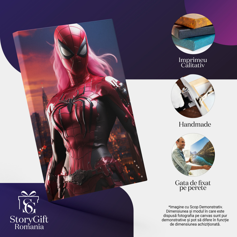 Tablou Canvas - Portret Eroină în Costum Stil Spider-Man, Marime 40x25CM [2]