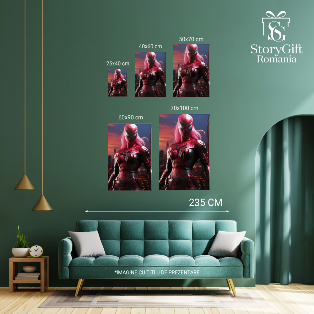 Tablou Canvas - Portret Eroină în Costum Stil Spider-Man, Marime 40x25CM [3]