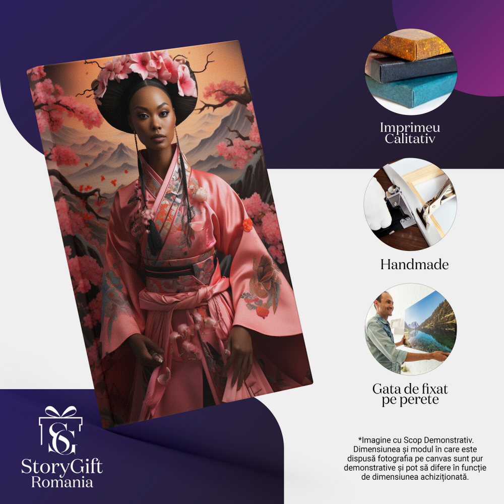 Tablou Canvas - Portret Fată Pirat cu Ținută Tradițională Asiatică, Marime 40x25CM [2]