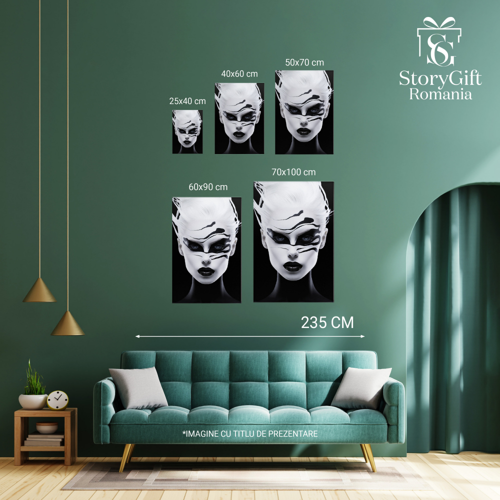 Portret Femeie cu Chip Alb și Dungi Negre - Pictură Digitală, Marime 40x25CM [3]