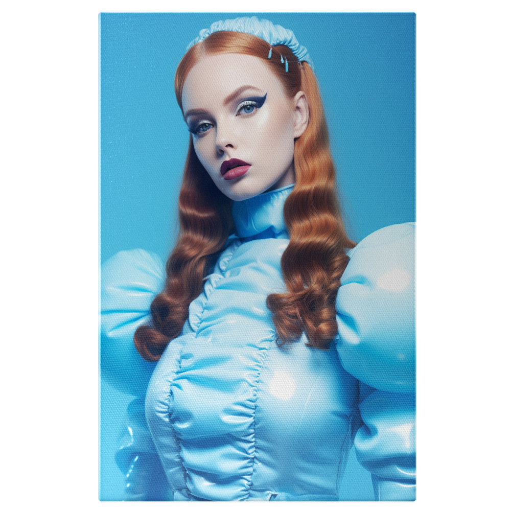 Portret Femeie în Albastru pe Fundal Albastru - Pictură Digitală, Marime 40x25CM [1]