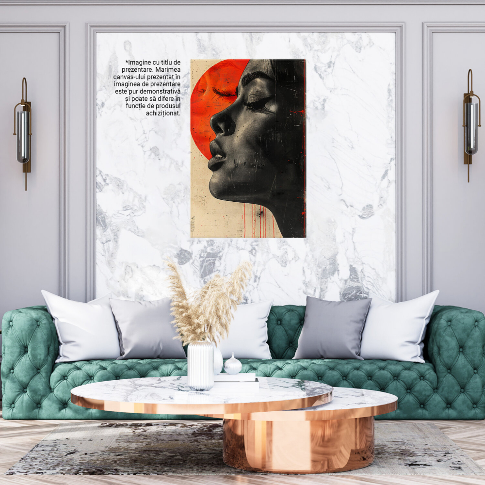 Portret Feminin din Profil – Dama cu Ochii Închiși, Gene Lungi și Pata de Culoare, Marime 40x25CM [3]