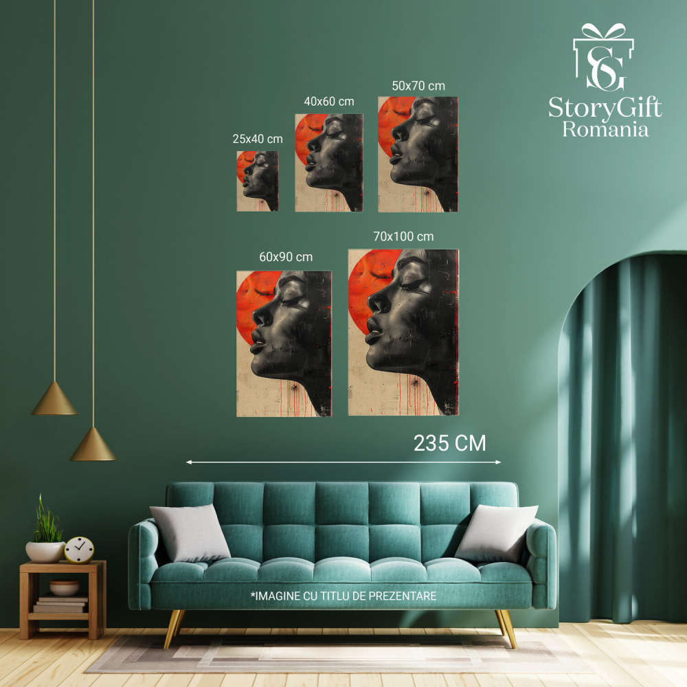 Portret Feminin din Profil – Dama cu Ochii Închiși, Gene Lungi și Pata de Culoare, Marime 40x25CM [4]