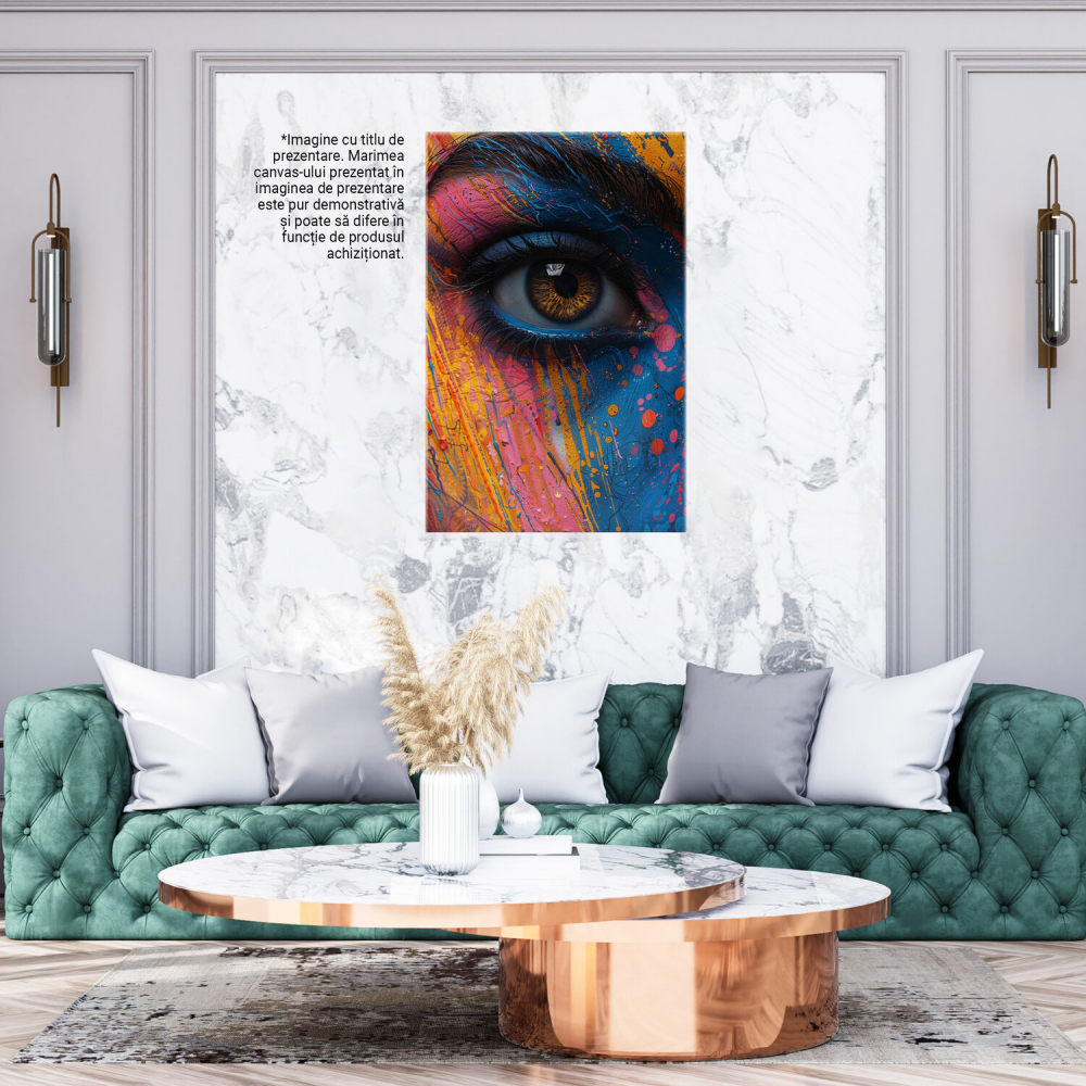 Tablou Canvas Portret Feminin cu Ochi Căprui și Gene Lungi, Marime 40x25CM [3]