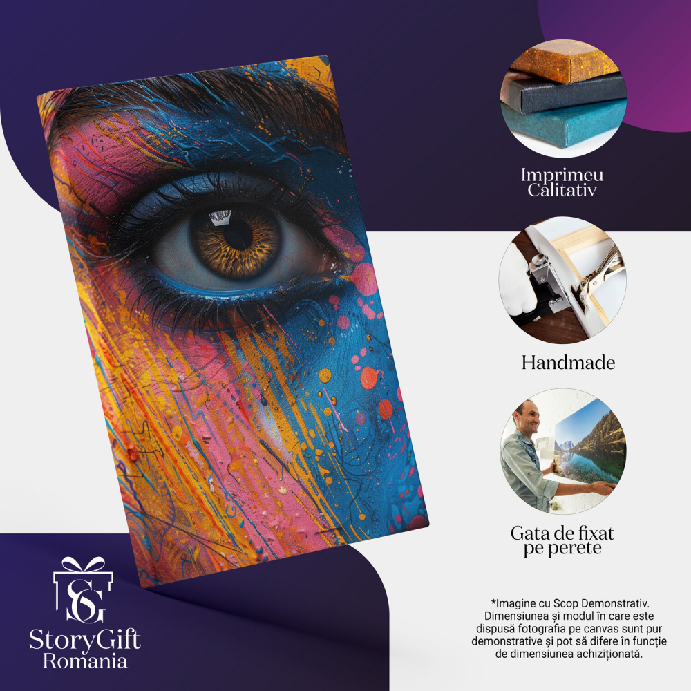 Tablou Canvas Portret Feminin cu Ochi Căprui și Gene Lungi, Marime 40x25CM [2]