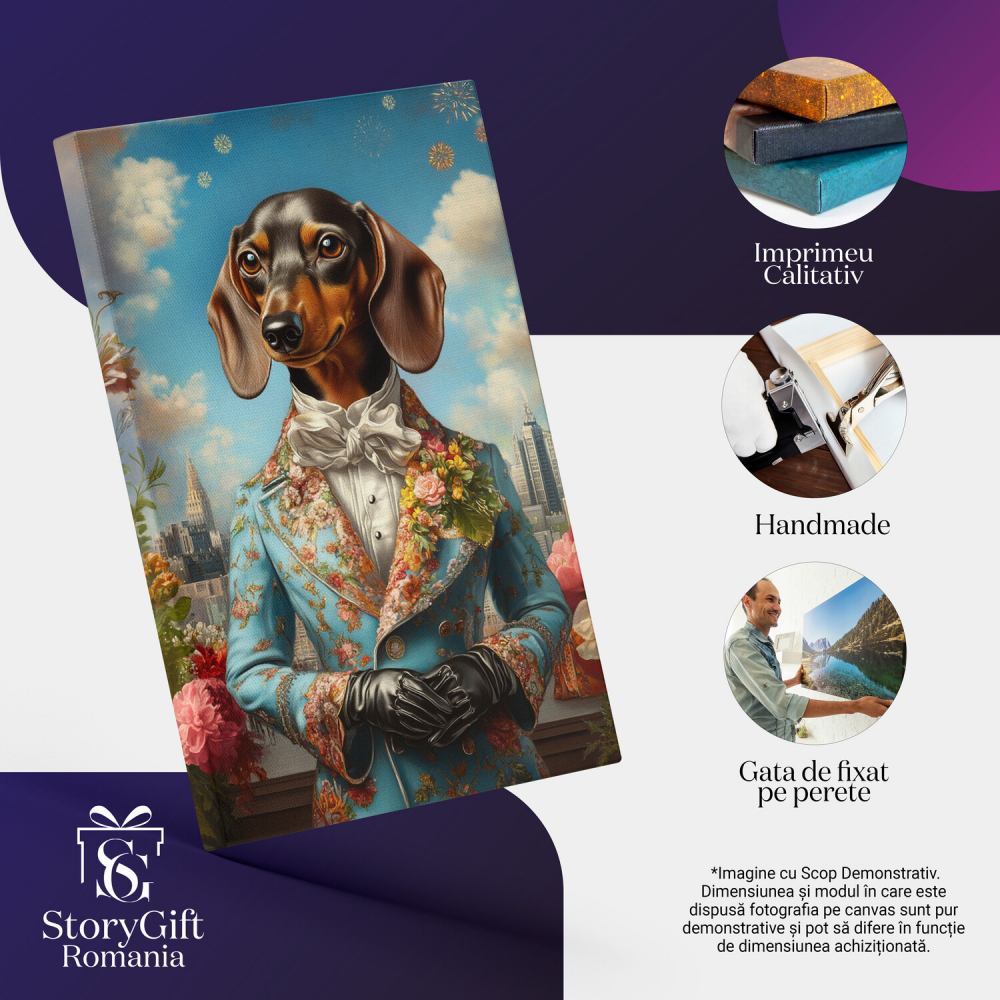  Tablou Canvas Personalizat Portret Regal Feminin Cu Jachetă Albastră Și Guler RuffMarime 100x70CM [4]