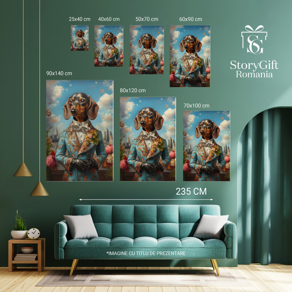  Tablou Canvas Personalizat Portret Regal Feminin Cu Jachetă Albastră Și Guler RuffMarime 100x70CM [6]