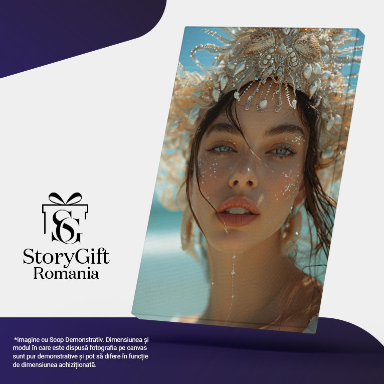 Tablou Canvas:  Portret Feminin Regina scoicilor - Accesorii misterioase din scoici Pictura Digitala 40x25CM [5]