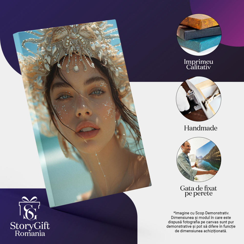 Tablou Canvas:  Portret Feminin Regina scoicilor - Accesorii misterioase din scoici Pictura Digitala 40x25CM [3]