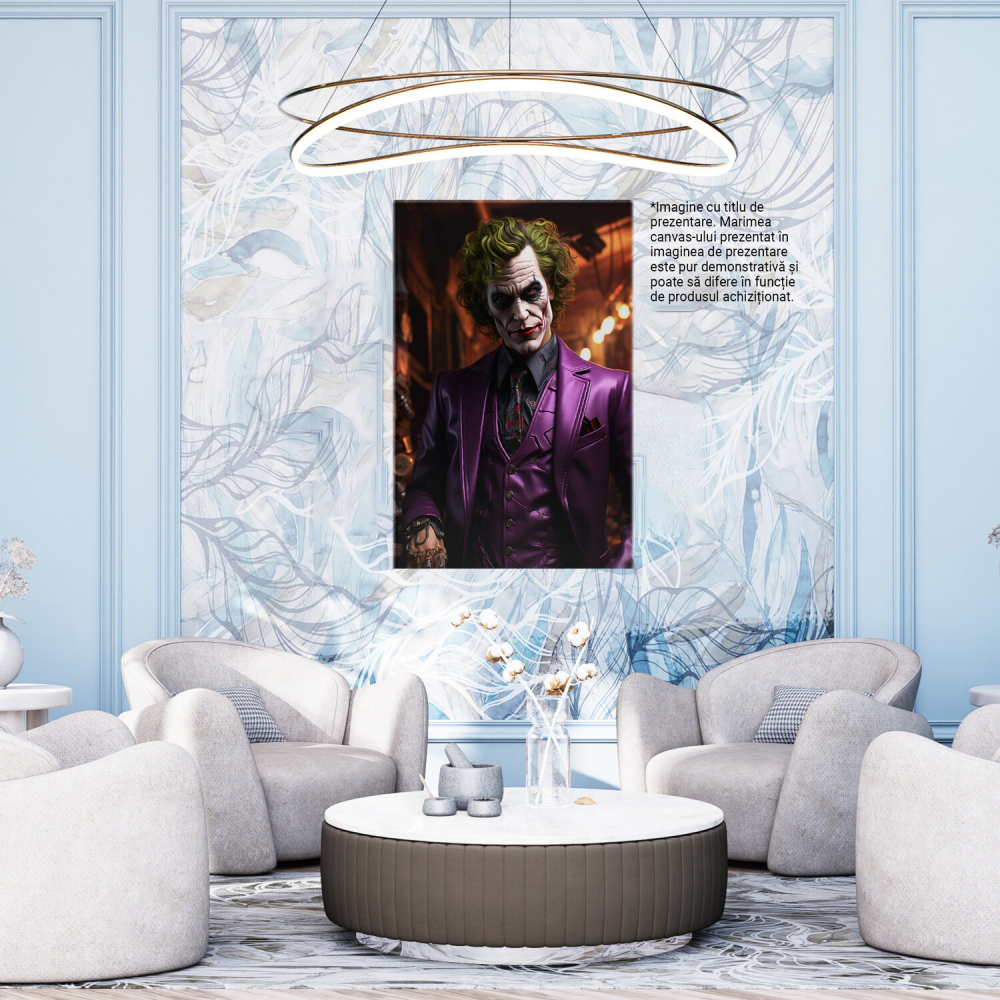 Tablou Canvas - Portret Joker în Costum Mov de Piele, Marime 40x25CM [4]