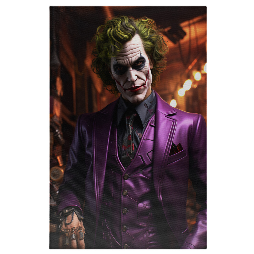 Tablou Canvas - Portret Joker în Costum Mov de Piele, Marime 40x25CM [1]