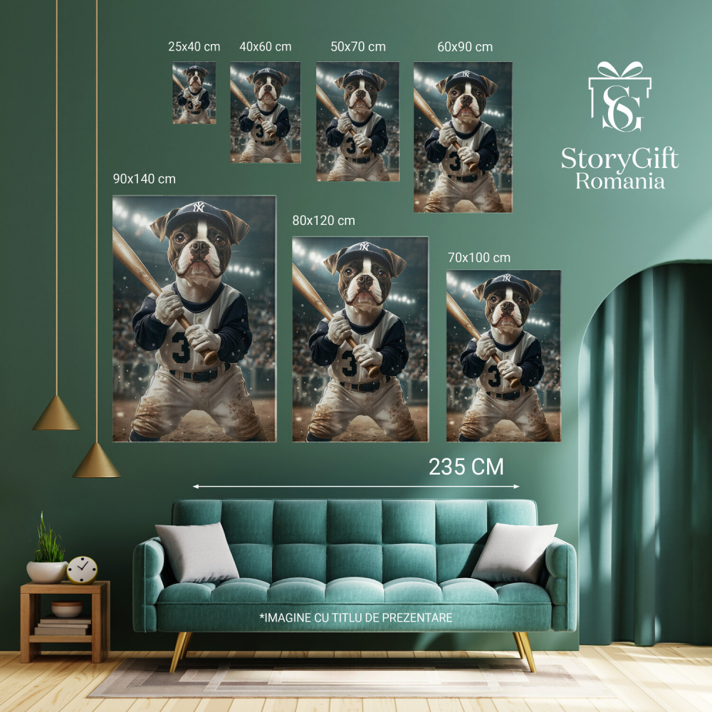  Tablou Canvas Personalizat Jucător De Baseball Pe Teren Cu Băț De LemnMarime 120x80CM [6]