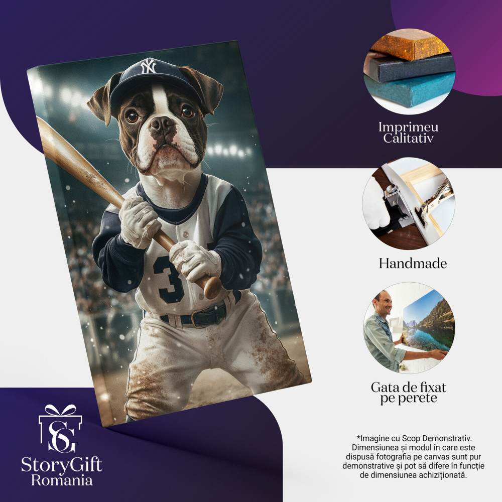  Tablou Canvas Personalizat Jucător De Baseball Pe Teren Cu Băț De LemnMarime 120x80CM [4]