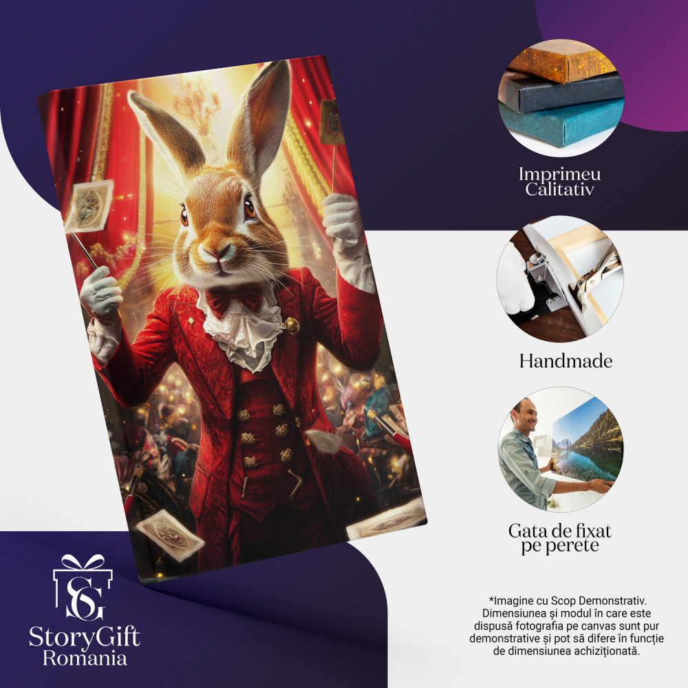  Tablou Canvas Personalizat Magician În Ținută Roșie Cu Butoni Aurii Și Papion RoșuMarime 40x25CM [4]